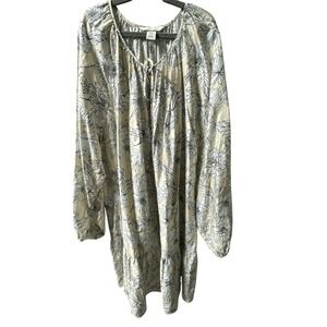 H&M Women's Tie Detail Midi Dress Light Beige Boho Floral Print Comfy Size XL